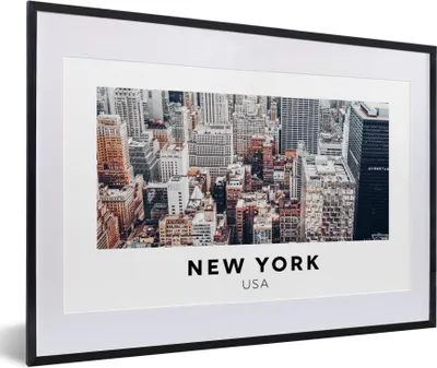 Produktbild von MuchoWow® Gerahmtes Poster New York - Amerika - Architektur 60x40 cm - Poster mit Schwarzem Bilderrahmen Wandposter Rahmen Foto Bilder - Schlafzimmer - Plakat in Rahmen - Drucken