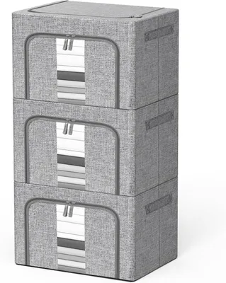 Produktbild von Aufbewahrungsbox, Kleideraufbewahrung, Kleiderbox für Kleiderschrank, Großer Organizer mit Fenster, Metallrahmen, staub- & feuchtigkeitsbeständig