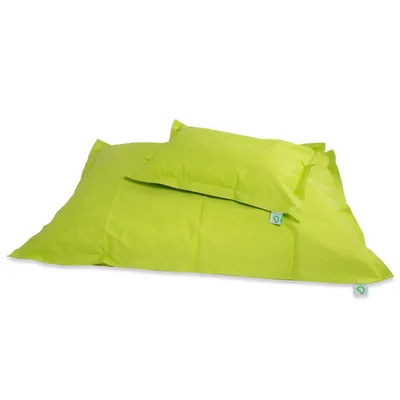 Produktbild von Green Bean® 2er Set SQUARE XXL Sitzsack + BeBi Sitzsack - mit EPS Perlen Füllung & waschbarem, abnehmbarem Bezug für Kinder & Erwachsene - Hellgrün