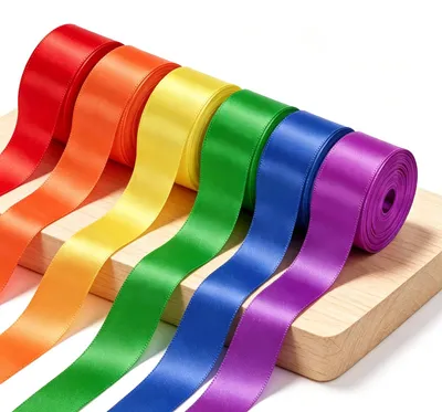 Polyester-Satinband 50 mm x 10 m, 6 Farben, Geschenkband