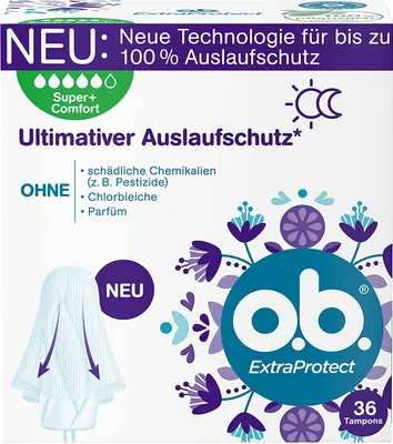 Produktbild von o.b. ExtraProtect Super+ Comfort Tampons with DynamicFit Technology and Extra Protective Wings 36 Pack