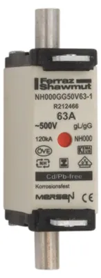 Produktbild von Mersen 1F655.000000 NH000 63A gG 500V NH-Sicherung sgl spannungsfrei