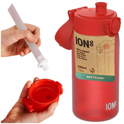 Produktbild von Ion8 Trinkflasche mit Strohhalm, wiederverwendbar, Messskala, Fitness