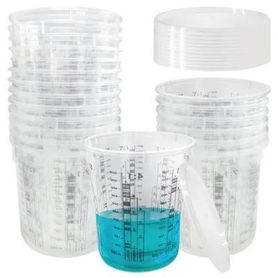 Image de Verre doseur en plastique de 680 ml, 20 pièces, avec couvercle et graduation