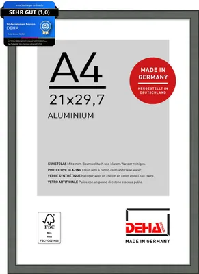 Produktbild von DEHA Design Aluminium Bilderrahmen Boston, 21x29,7 cm (A4), Contrastgrau
