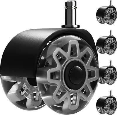 Immagine prodotto di Ruote girevoli per sedia, 2,5" PU, set da 5, silenziose, antigraffio