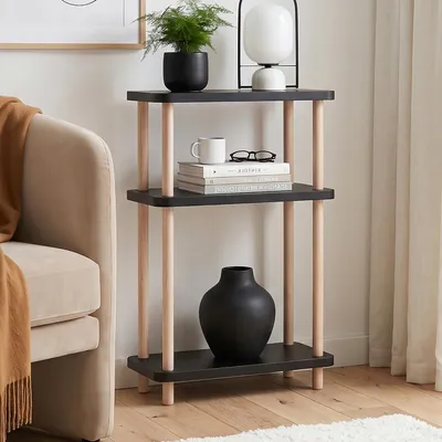 Produktbild von Standregal 'Nampernu' mit 3 Ebenen 62 x 40 x 18 cm Schwarz