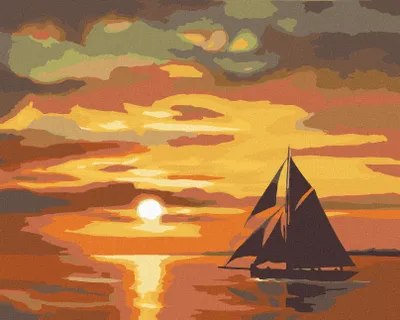 Produktbild von Zuty - Malen nach Zahlen - DUNKLES SEGELSCHIFF IN DER ABENDDÄMMERUNG (D. RUSTY RUST), 40x50 cm, ohne Keilrahmen