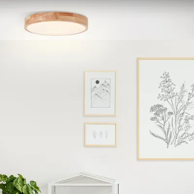 Produktbild von LED Deckenlampe mit Holz Rahmen - 3000 K - 2300 lm - Ø 40 cm