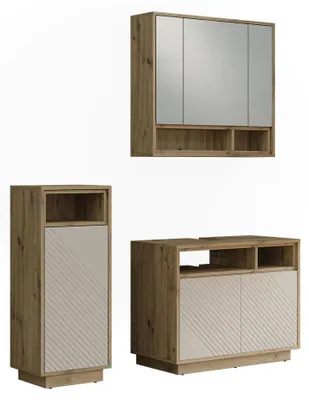Immagine prodotto di set mobili bagno Vicco Beatrice Cachemire/Rovere artigianale, Model 61315