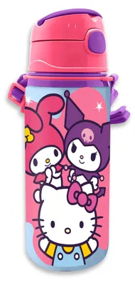 Zdjęcie produktu dla Bidon Aluminiowy Butelka z Ustnikiem 600 ml Hello Kitty i Przyjaciele / HK50206