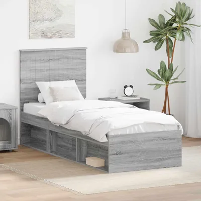 Image de Lit simple - Structure de lit Sonoma gris, 75 x 190 cm, en bois massif de pin