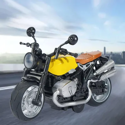 Zdjęcie produktu dla Model motocykla, skala 1:12, wysuwana wyścigówka ze stopu z muzyką i światłem dla dzieci, żółty, czarny