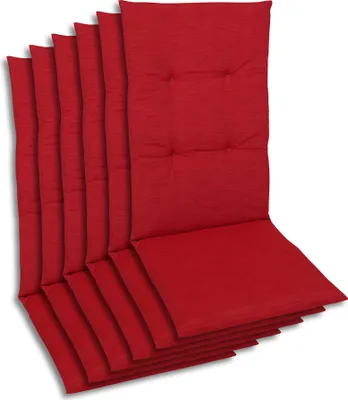 Produktbild von GO-DE Textil, Sesselauflage Hochlehner, 6er-Set, Farbe: rot, Maße ca.: 118 cm x 48 cm x 5 cm