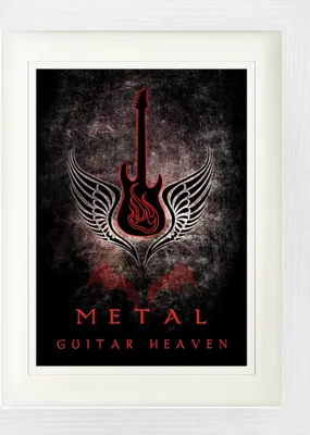 Obrázok produktu pre Obraz v ráme s elegantným paspartou | nástenné umenie | v ráme - Guitar Heaven, Metal (40 x 30 cm)