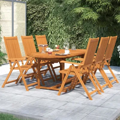 Immagine prodotto di Maison Exclusive - Set da pranzo da giardino 7 pezzi in legno massello di acacia 120-170 cm
