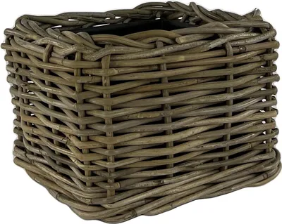 Obrázok produktu pre Štvorcový ratanový suchý kvetináč od Naturn Living™ - 25 x 25 x 18 cm - Udržateľný kvetináč - Koše na rastliny - Držiak na rastliny - Košík - Sivý