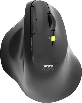 Obrázek produktu pro Port Designs 910200, Pro praváky, Vertikální design, Optický, RF bezdrátové + Bluetooth, 1600 DPI, Černá