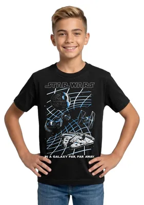 Produktbild von Star Wars In A Galaxy Far, Far Away Teenager T-Shirt, 134/146 (9-11 Jahre), Schwarz