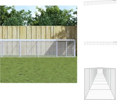 Immagine prodotto di vidaXL Gabbia per polli con tetto grigio chiaro 1003x98x90 cm Acciaio zincato - Habitat e recinti per piccoli animali