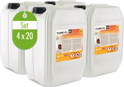 Produktbild von 4x 20 L FLAMBIOL® Bioethanol 96,6% Premium für Ethanolkamin in Kanistern