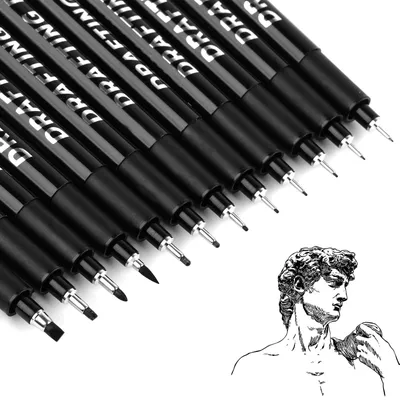 Productafbeelding van Fineliner Stiften Set met 12 Stuks in Zwart