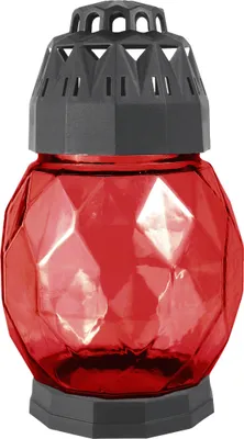 Produktbild von Bolsius Grablaterne Diamond aus Glas rot 178/108 mm