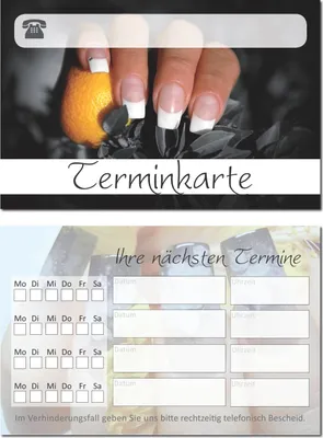 Produktbild von 200 Stück hochwertige Terminkarten Nagelstudio Maniküre Wellness ( schwarz )