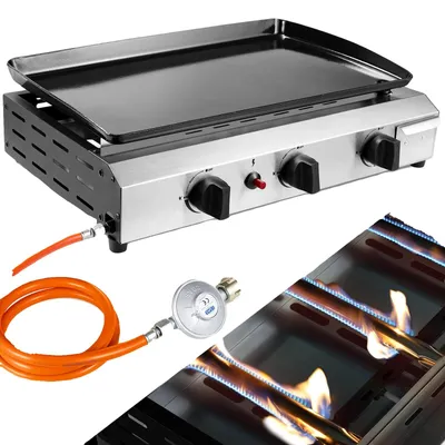 Immagine prodotto di Barbecue a gas, portatile, facile da pulire, barbecue a gas a 3 bruciatori