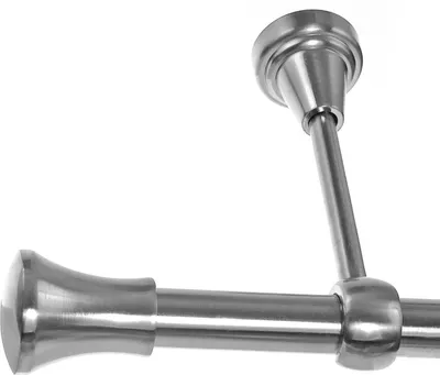 Produktbild von Gardinenstange Edelstahl Look, Metall, Durchmesser 19mm, Deckenträger D18, 1-läufig, Länge 540, Endkappe E62