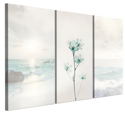 Produktbild von LUMASOUL Leinwand Bilder, Leinwandbild Natur Motiv, Wandbilder Holzrahmen und Webstuhl Wohnzimmer und Schlafzimmer, Bilder 90x60 cm Modern Meerlandschaft 14
