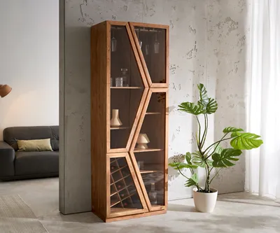 Produktbild von DELIFE Vitrine Taza 75x210 cm Akazie Natur 4 Türen Barschrank