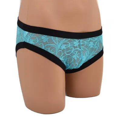 Produktbild von Spitzenslip aus Polyester-Elasthan für Damen in Hellblau, Größe M