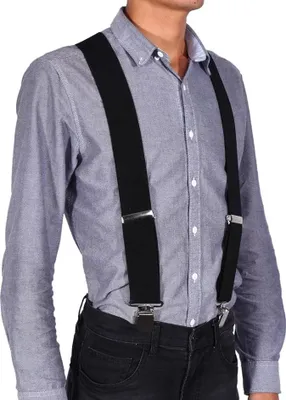 Produktbild von X-förmige Hosenträger für Herren und Damen, 5 cm breit, verstellbarer und elastischer Riemen mit 4 starken Clips
