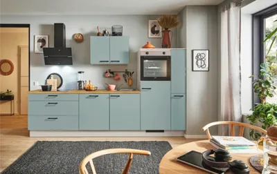 Produktbild von PICCANTE Plus Küchenzeile ohne Geräte Marlena 300 cm fjördgrün matt vormontiert Variante rechts 4067368009560