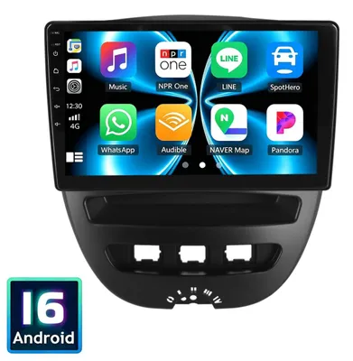 Zdjęcie produktu dla Radio samochodowe 10-calowe, system Android 16, nawigacja GPS, Carplay, Android Auto, kompatybilne z Toyota Aygo, Peugeot 107, Citroën C1, z obsługą sterowania z kierownicy, Wi-Fi, Bluetooth 5.0, moc 4x45W, ekran dotykowy