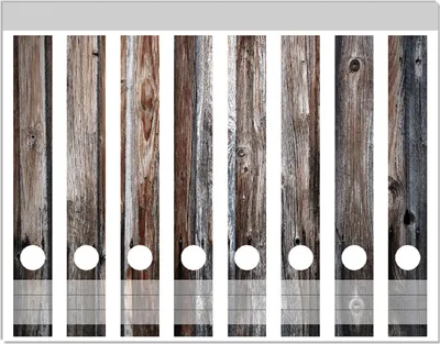 Produktbild von Wallario Ordnerrücken Sticker, selbstklebend für schmale Ordner, 8 Stück, Motiv Alte Holzwand - Holzplanken in grau und braun