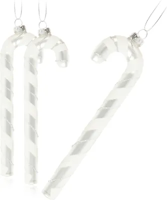 Produktbild von com-four® 3x Christbaumanhänger Zuckerstange XXL - Christbaumschmuck zum Anhängen - Weihnachtskugel in Zuckerstangen-Form - 17 cm