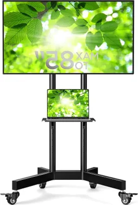 Immagine prodotto di Supporto TV mobile per schermi da 32 a 85 pollici, fino a 60 kg, regolabile in altezza, LCD, OLED, 4K