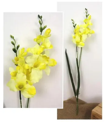 Produktbild von Freesie künstlich einzeln, XL 62 cm Kunstblume hellgelb, realistisch, Dekoration für Vase, Strauß, Gesteck