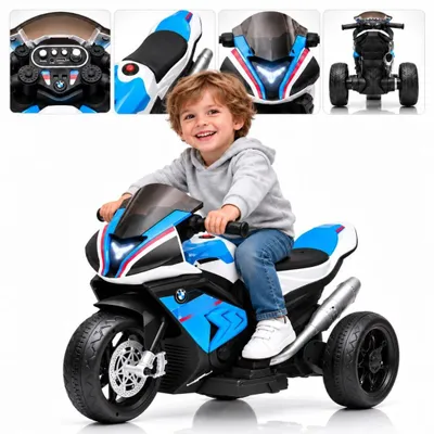 Produktbild von BMW HP4 Mini Kinder Elektromotorrad 7,4V (2–5 Jahre) – Offiziell Lizenziert, mit Stützrädern, LED & MP3 – Kinder Elektro Motorrad – Blau