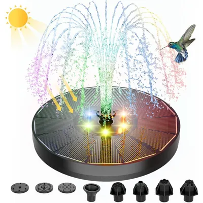 Image de Pompe solaire, éclairage LED, 8 buses, couleur noire