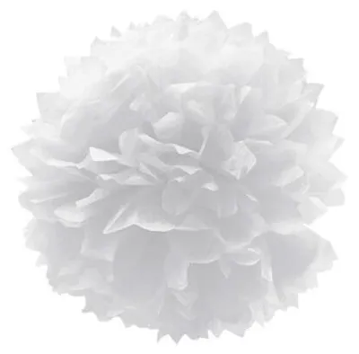 Produktbild von 3x Pompon aus Papier schwer entflammbar weiß Ø40cm