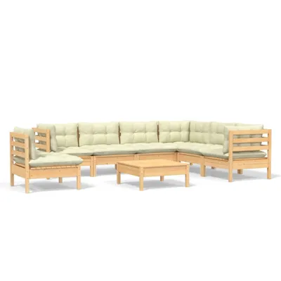 Produktbild von vidaXL 8-tlg. Garten-Lounge-Set mit Creme Kissen Massivholz Kiefer