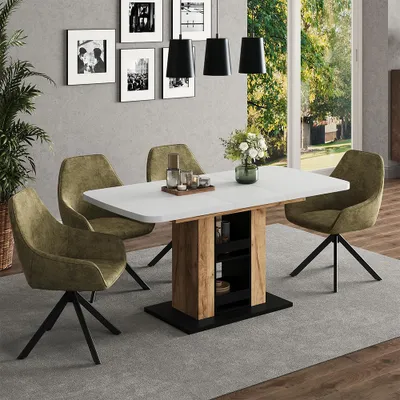 Immagine prodotto di tavolo da pranzo allungabile Vicco Fenaro Rovere bianco/dorato 120 x 80 cm, Model 59605