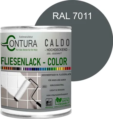 Produktbild von Fliesenlack 750ml. Fliesenfarbe 20 Farben Lack Fliesen Wand Boden Bad Küche - RAL 7011 Eisengrau