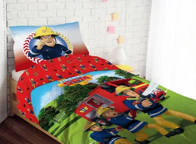 Produktbild von Bettwäschegarnitur 160x200 cm + 70x80 cm Reißverschluss Feuerwehrmann Sam 160x200 cm + 70x80 cm - Sam 027