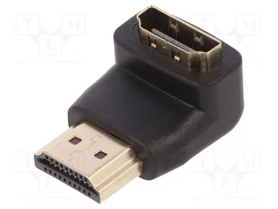 Obrázok produktu pre 1x Adaptér HDMI 90°, zásuvka HDMI, konektor HDMI – kompatibilný s DVI a DisplayPort. (Model: AK-330502-000-S)