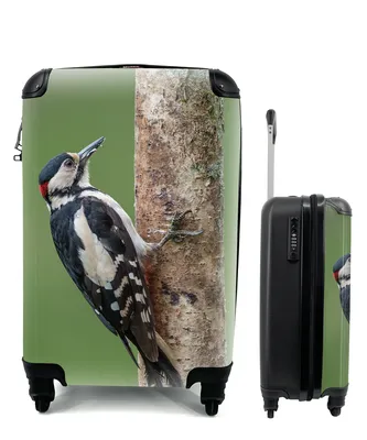 Produktbild von MuchoWow® Koffer Handgepäck Trolley Rollkoffer Kleine Reisekoffer mit 4 Rollen - Ein Buntspecht klettert auf einen Baum - Cabin Size < 55x40x23 cm & 55x40x20 cm - Fotokoffer - Kabinenkoffer - Boardgepäck - Reise-Box - Reisekoffer - Reisegepäck - Koffer mit Bild - Trolley für Kinder