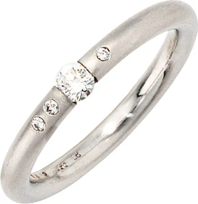 Produktbild von Ring Damenring mit 4 Diamanten Brillanten schlicht elegant 950 Platin Platinring Innenumfang 54mm  Ø17.2mm